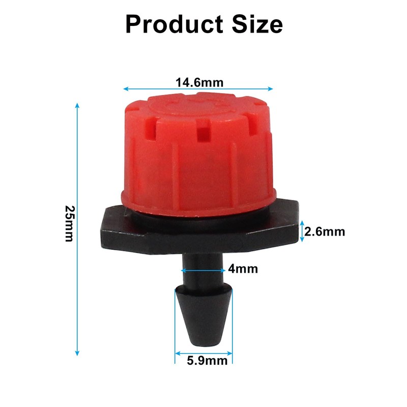 Coufce 100pcs 360 Degree Drip Irrigation Emitters, 1/4 Inch Emitter