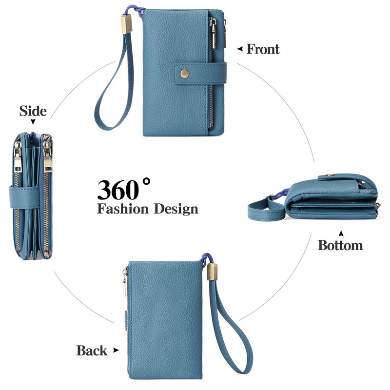 SENDEFN Purses for Women, Medium Size, Triple Foldable Leather Purse,