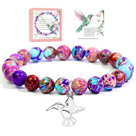 SODLYUE Hummingbird Bracelet for Women Hummingbird Lover Gifts Natural Stone Hummingbird Charm Jewelry Hummingbird Inspirational Gifts for Her Best Friend Sister Women