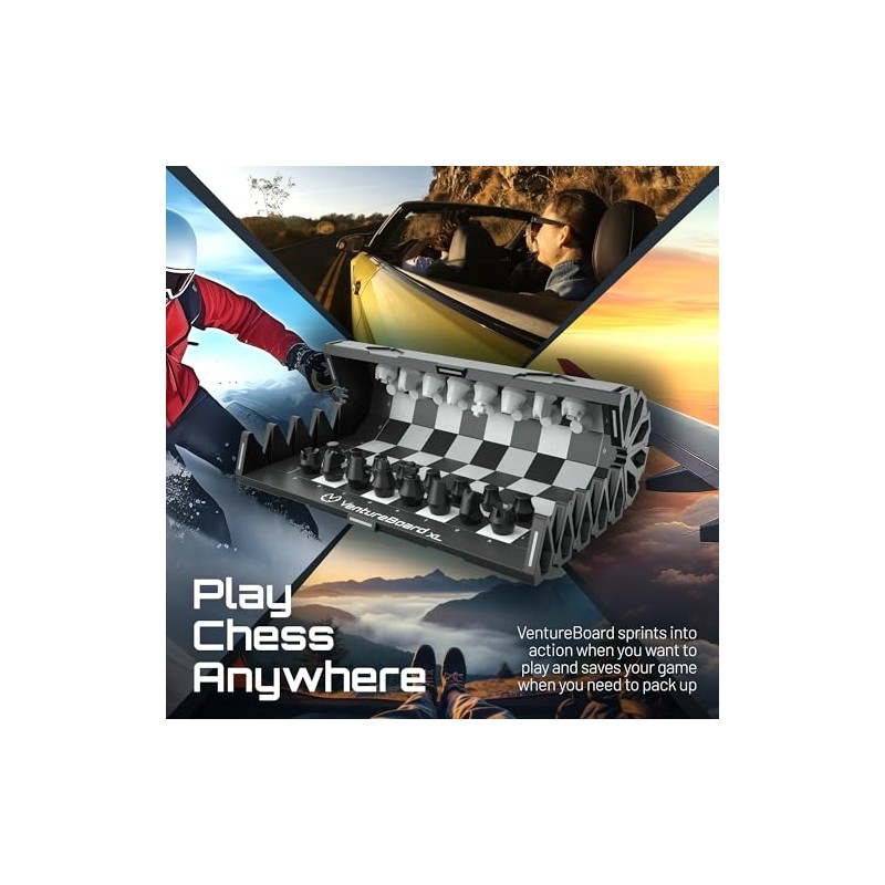 VENTUREBOARD XL Full-Size 10 Inches Magnetic Unique Chess Set Board