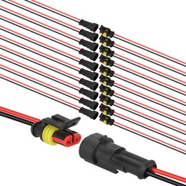 JacobsParts Waterproof Electrical Connector,f 2 pin Plug Auto Electrical Wire Connectors for Car, Truck, Boat, and Other Wire Connections (10 Pairs)
