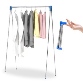 Grillix Portable Clothes Rack, Extendable Clothes Rack, Collapsible Clothes Hanger, Space Saving Steel Clothes Rack for Travel, Camping and Home
