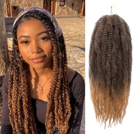 ZRQ 8 Packs 18 Inch Marley Hair Braiding Twists Hair, Ombre Afro Kinky Marley Twists Crochet Braid Hair, Soft Curly Twist Hair For Faux Locs(T27#,8 Packs)