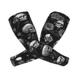 Vykmvtyb Gothic Skull & Rose Sun Protection Cooling Arm Sleeves For Men Women, Uv Compression Cooling Sleeve For Sports,Cooling Comfort, And Versatility