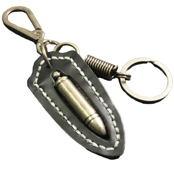 One Limitation AN051 Keychain, Keyring, Retro, Charm, Bullet, Leather, Men's,