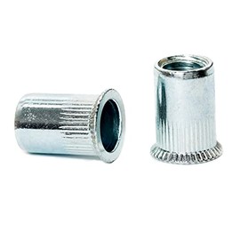 M6 x 16mm Countersunk Head Open End Blind Rivet Nuts Cylindrical Grooved Shank Metric AN318 Zinc Plated Steel Threaded Insert Nutsert Rivnuts (Pack of 20)