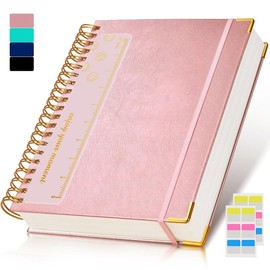 Spiral Notebook Journal , 300 Pages Hardcover Leather Lined Journals for Women Men, Large College Ruled Notebooks with 100 GSM Thick Paper,  for Writing Work School - Color: Navy