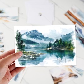 GRADESIN 24 Pack Thank You Cards with Envelopes and Stickers Bulk, 4×6 Inches Watercolor Nature Forest Appreciation Card for Birthday, Business, Wedding, Baby Shower, 6 Designs