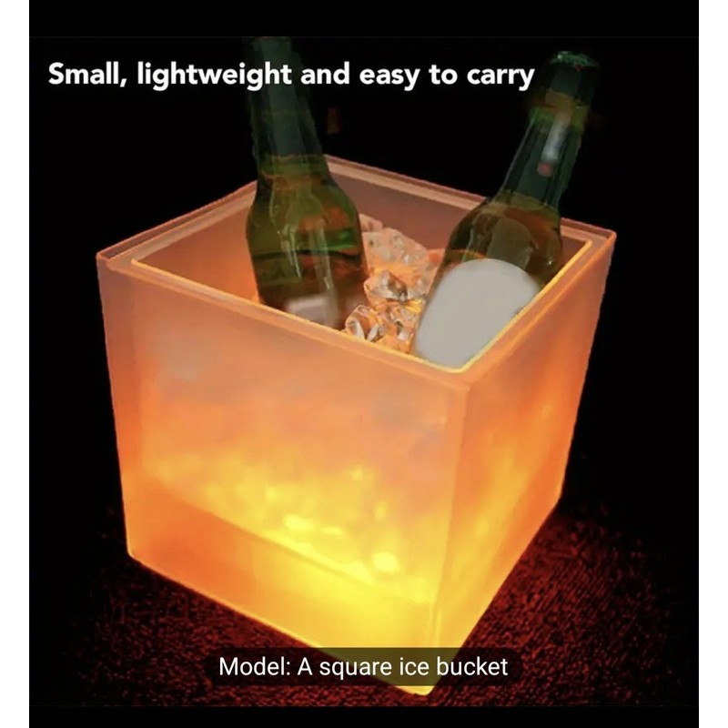 Square Light Up Ice Bucket, Color Changing