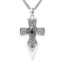 KATHLU Mens Cross Necklaces 925 Sterling Silver Cross Pendant Stainless Steel Cross Necklace for Men Jewelry Gift