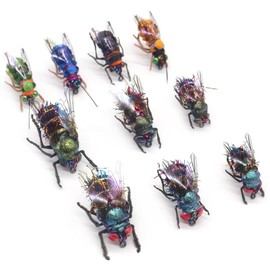 YZD Realistic Fly Fishing Dry Wet Nymph Trout Flies Topwater Lures for Freshwater Saltwater High Simulation Hand Tie Lure Kits 10 pcs