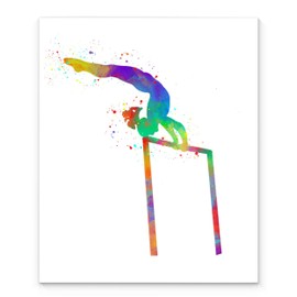 Gymnastics Sport Abstract Wall Art, 11x14 Ideal for Girl Gymnasts, Coaches and Gymnastics Fans - Great Teen Girl Bedroom, Gym Club Locker Room or Dorm Room Décor