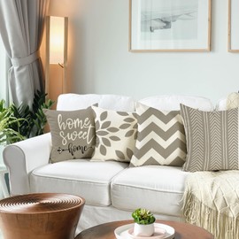 ZWJD Cushion Cover 50 x 50 cm, Set of 4 Decorative Outdoor Cushion Covers, Linen Decorative Cushion for Bedroom, Sofa, Chair, Bed, Garden (50 x 50 cm, Khaki)