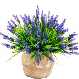 Rowfad Artificial Outdoor Flowers Lavender Fake Outdoor Plants Monkey Grass with Purple Flowers for Pot Decor for Window Garden Patio Hanging Planter Pathway Front Porch (22, Purple)