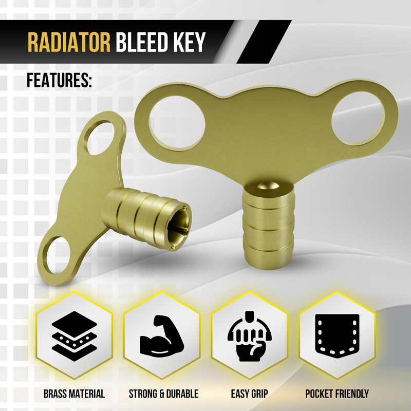 Solid Brass Universal Radiator Bleed Key- 2 Pack, 5mm Radiator