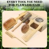 HEYMKGO Hair Brush Set, 5Pcs Natural Bamboo Paddle Detangling Brush