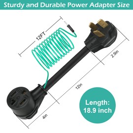 AQQHSAIN 1.5FT Welder Plug Adapter Cord NEMA 10-50P Male to Dryer 14-30R Female with Ground Wire,3 Prong to 4 Prong Dryer Adapter,30A, 125V/250V