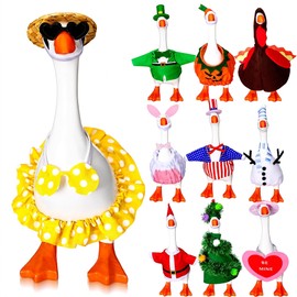 Reginary 10 Set 7 Inch Mini Desk Goose Outfits Summer Hawaii Seasonal Holiday Headwear Mini Goose Hats Accessories Small Desk Clothes Costumes for Desktop Table Decor Gift