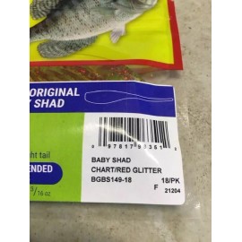 Bobby Garland Original Baby Shad Chartreuse/Red Glitter  Bait New 18 Pack