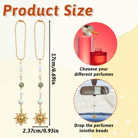 YBEATY 2 Pcs Sun Hanging Car Charm Flower Rear View Mirror Decor Cute Boho Accessories Handmade Healing Crystals Stones Ornament for Women Bag Keychain Car Pendant Accessory