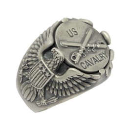 SECRETIUM Cavalry Military Handcrafted Sterling Silver 925 US Army Soldier Biker Mens Ring