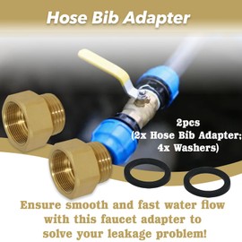Stitokg 2-Pack Premium Hose Bib Adapter with Washers, 1-1/16" Fine Thread (Female) to 3/4 GHT Male Hoses, 1'' ID, Faucet to Garden Hose Connector