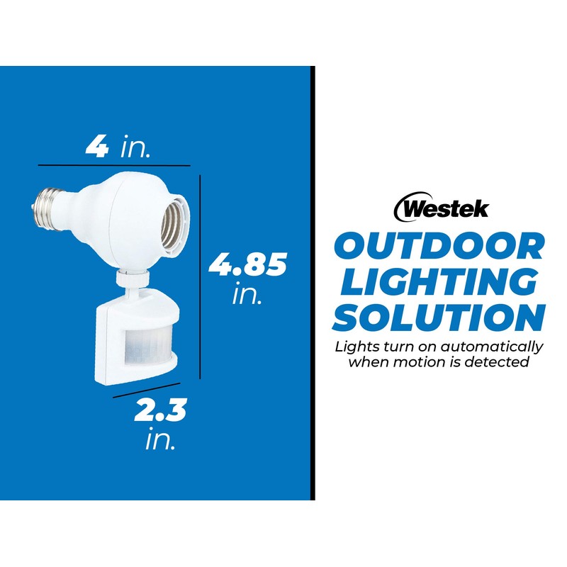 Westek Screw in Motion Sensor Light Socket for Outdoor Lighting,