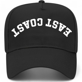 East Coast Upside Down Reversed Vintage Trucker Hat | Premium Snapback Baseball Hat for Men & Women (US, Alpha, One Size, Black)