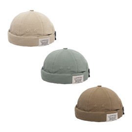 Clape Cotton Docker Cap, Docker Hat, Cotton Hat, Without Peak, Beanie, Skull Cap, Rolled Cuff, Brimless Hat, Adjustable Sailor Hat, Harbour Hat, GD43-Green, Einheitsgröße