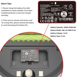JGTM ABL-D2 Battery for Roomba i8 i8+ i7 i7+ i4 i4+ j7 j7+ Combo i5 i5+ j5 j5+ j6 Series Robot Vacuum, Compatible with iRobot ABL-D2A 4INR19/66 Black ABL-D1 Li-ion Batteria Capacity 14.4V 36Wh 2500mAh