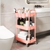 UDEAR 3-Tier Rolling Utility Cart,Multifunctional Storage Shelves with Handle and