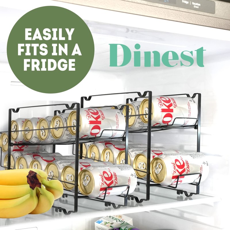 DINEST 2-Pack Stackable Soda Can Organizer - Rust Resistant Rack