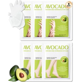 Hand and Foot Mask Set-6Pairs Avocado Moisturizing Gloves Socks,Hydrating Exfoliation Repair Hand Foot Peeling Mask Spa Travel Size for Dry Cracked Hands Feet,Christmas Care Gift Kit for Women Men