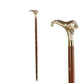 TREASURE GIFT Brass Lion Head Walking Cane – Handcrafted Wooden Shaft, Regal Men's Walking Stick, Vintage Collector’s Cane with Fierce Animal Handle, 36 Inch