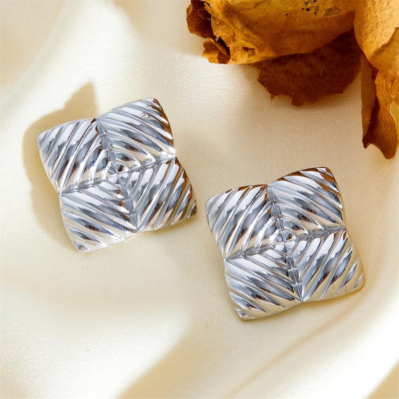 FFWTPY Women's Earrings Hypoallergenic Square Stainless Steel Earrings Trendy Commuting