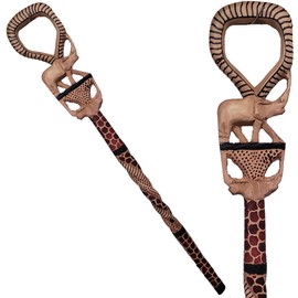 Stoneage Arts African Wood Decorative Walking Stick Hand Made in Kenya (Elephant/ElepTU)
