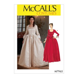 McCall's M7965A5 Women's Victorian Costume Rope and Jacket Sewing Pattern, Sizes 6-14 Sewing Pattern, Wool/Wool Blend, Cotton/Cotton Silk, Taffeta, Twill, White, Various Sizes