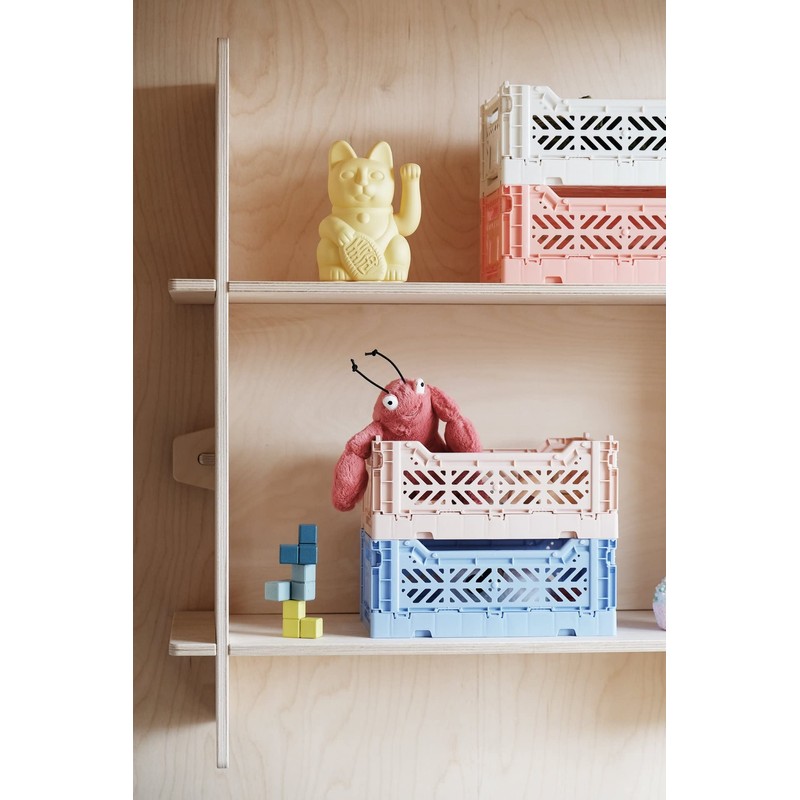 Ay-Kasa Folding Crate, Sturdy Folding Box, Plastic, Stackable, Almond Green,
