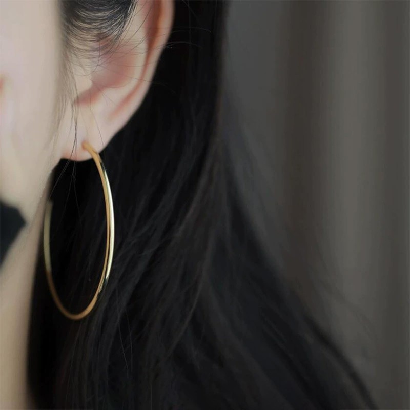 Big Hoop Earrings for Women Clip On Chunky Gold Hoop