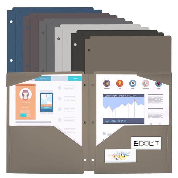 EOOUT 12 Pack Plastic Pocket Folders, Binder Dividers with Pocket,