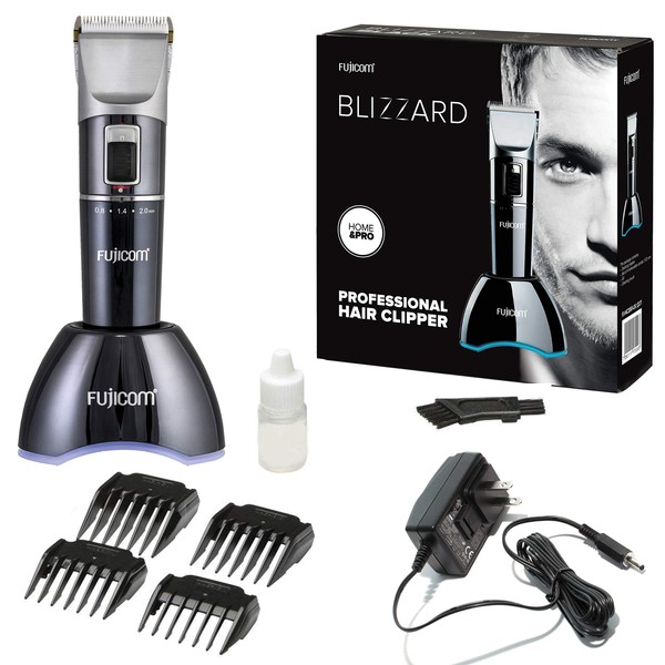 Fujicom Hair Clippers for Men Professional Trimmer Clippers Cordless Rechargeable with 2 Speed Hair cutting Kit Low Noise with Adjustable Ceramic Blade Lithium Battery and 4 Comb Dock station