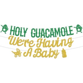 Glitter Holy Guacamole We're Having a Baby Banner Avocado Themed Baby Shower Party Decorations Taco Bout a Baby Decorations for Fiesta Gender Reveal Party Decor Sign Green