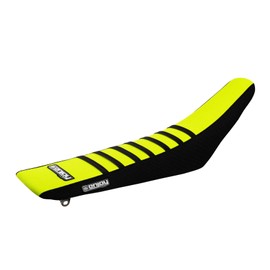 Enjoy Mfg Seat Cover - Compatible with Yamaha 1998-2002 YZ250F YZF 250 YZ400F YZF 400 YZ426F YZF426 - Black Sides/Neon Yellow Top/Black Ribs #76