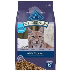 Blue Buffalo Wilderness Nature's Evolutionary Diet High-Protein, Grain-Free Natural Dry Food for Adult Cats, Chicken, 4-lb. Bag