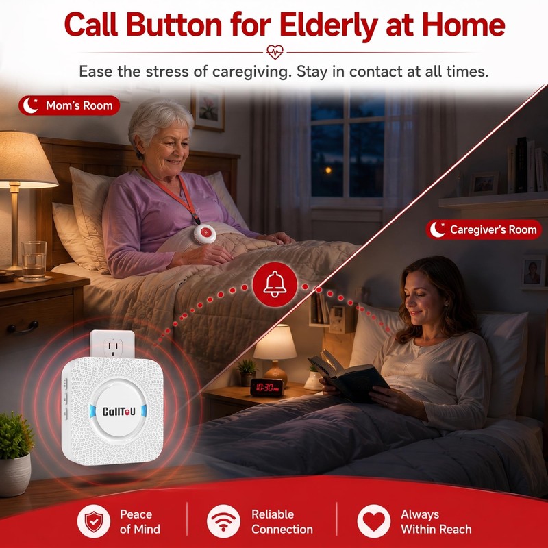 Caregiver Pager Wireless Call Button Nurse Alert System 500+ Feet