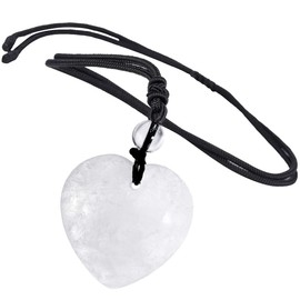 KYEYGWO Crystal Heart Pendant for Men and Women, Reiki Healing Stone Necklace Heart Shape Gemstone Chains Love Amulet Blessing Jewellery with Adjustable Nylon Rope, Crystal Crystal Nylon rope, rock