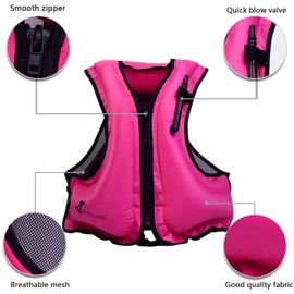VENNERLI Inflatable Jacket Swimming Vest Kayak Fishing Snorkelling Buoyancy Jacket Swimming Jacket Brightly Coloured Vest Suitable for Water Sports for Adults (Pink)