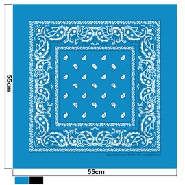 Karl Loven Bandana, Neckerchief, Headscarf, Original Paisley Pattern, Bikers’ Headwear, Hair Scarf, Wrist Bandana, 100% Cotton, Premium Quality for Women, Men, azure blue