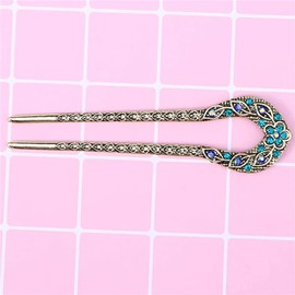 Crystal U Shaped Hairpin Hair Accessories Vintage Rhinestone Hairpin for Long Hair Pins Hair Styling Accessory for Women Girls Wedding Hair Accessories
