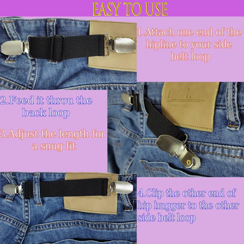 Szuoixe Pant Waist Tightener Waist Cinch Clip Belt Adjustable Elastic